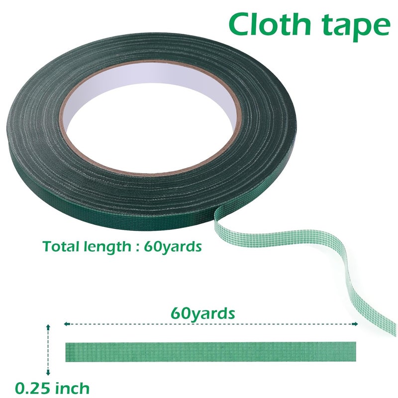 GLAMFIELDS Floral Tape Green, Flower Wrap Adhesive Waterproof Tape for Bouquets 0.25" (60 Yd/180 Ft) - 1 Roll - Image 2